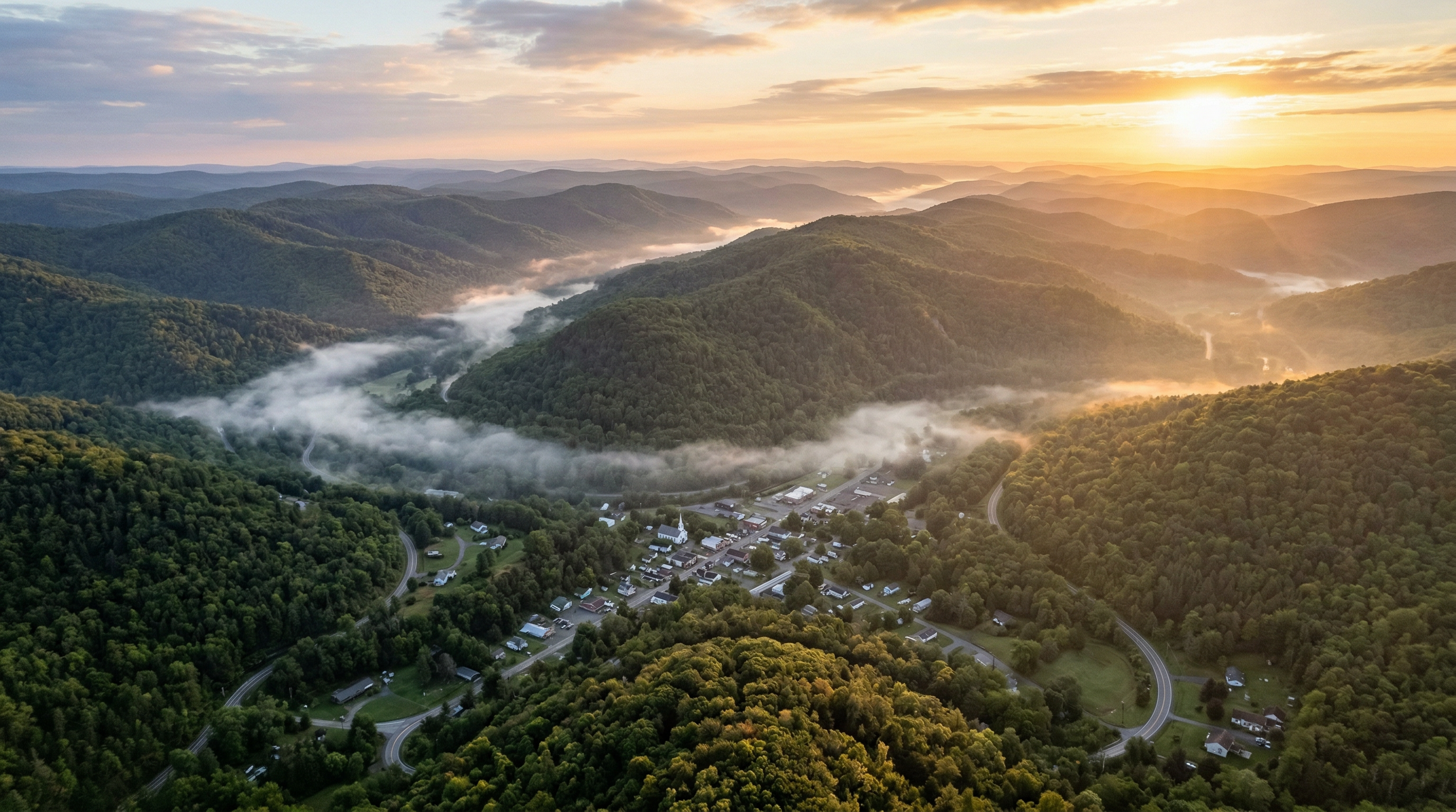 Aerial view of Appalachian mountains — the communities Vital Health Rural serves