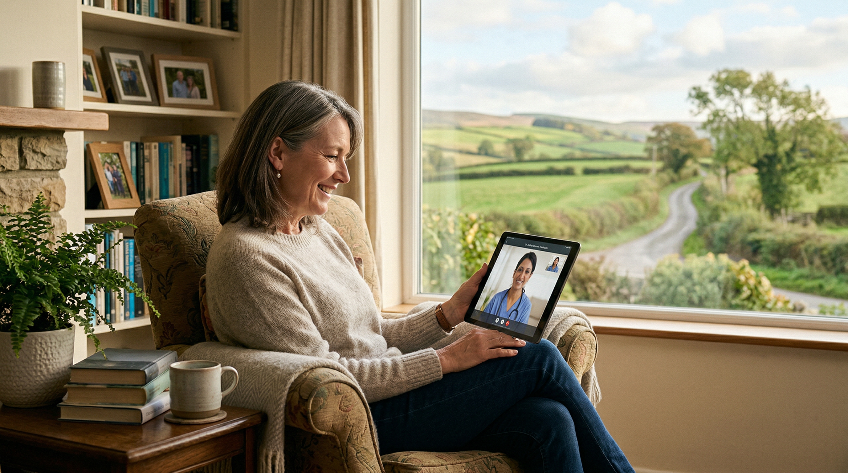 Patient checking in from home using the Ease app during a remote monitoring session