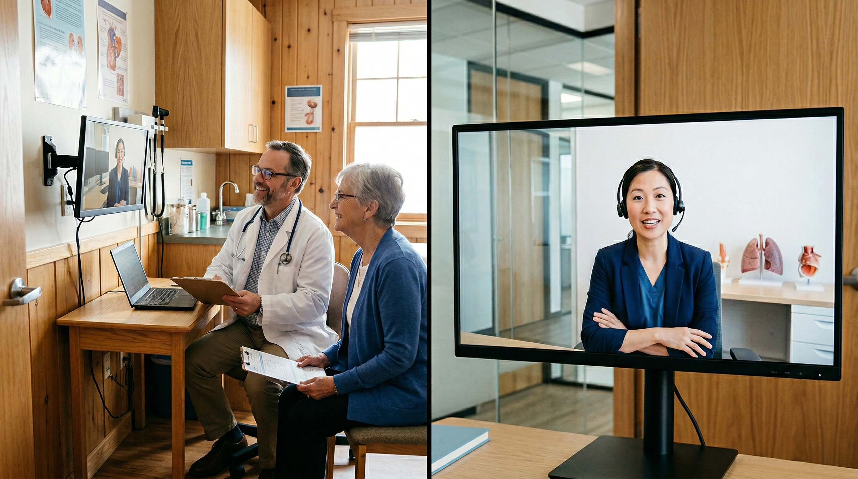 Specialist and PCP conducting a co-visit via telehealth